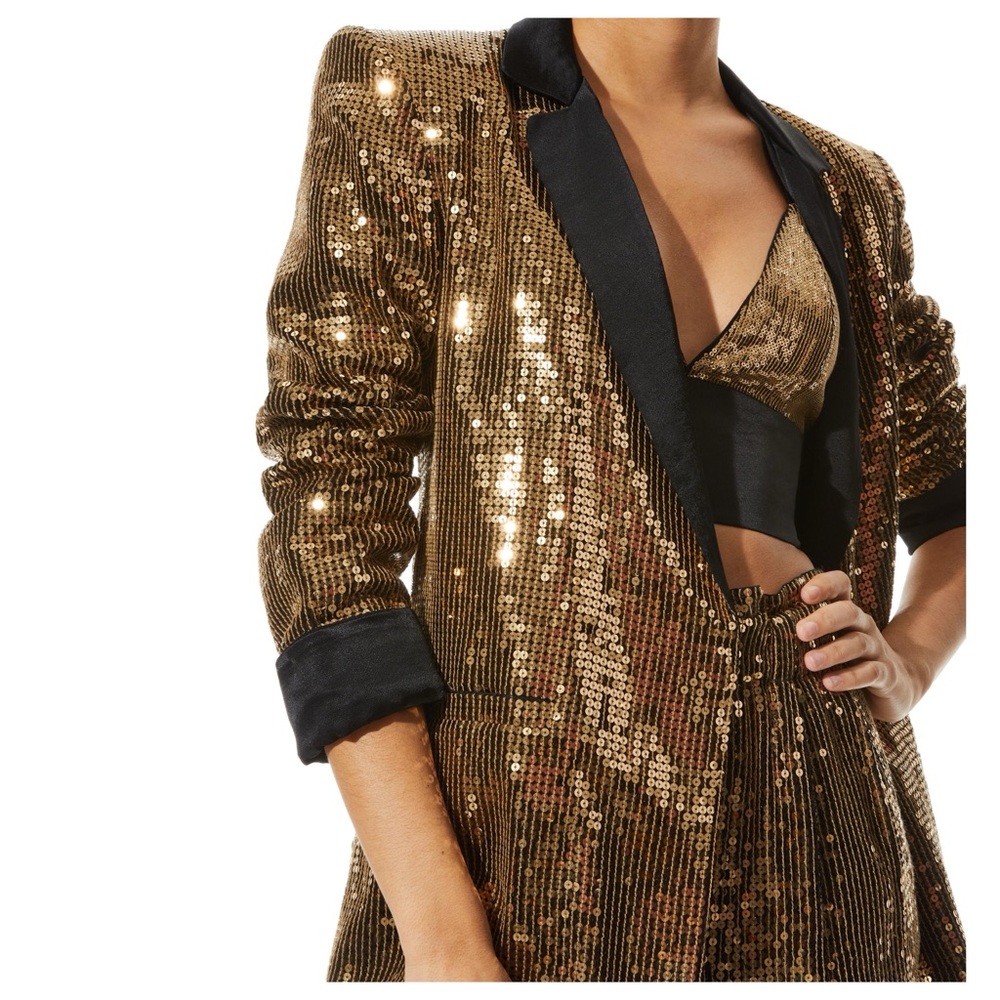 ALICE + OLIVIA Kylie Shawl Collar Sequin Jacket - Picture 5 of 15